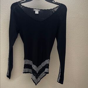 Black and Silver Long Sleeve Top